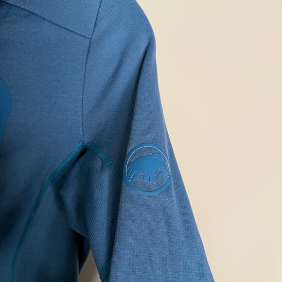 Mammut Womens Small Hooded Jacket Full Zip Teal Blue Outdoor Athletic Activewear - Picture 4 of 5